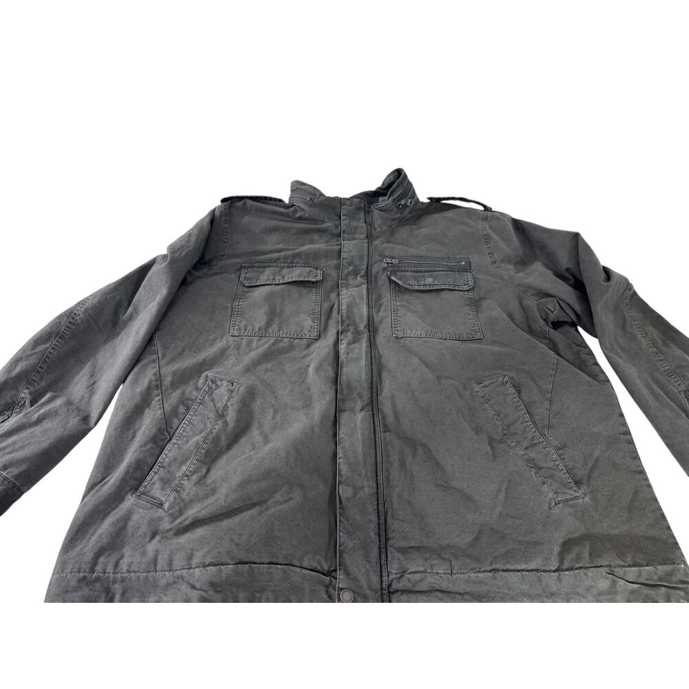 "Levis" Green Denim Quilted Lined Jacket Full Zip No Hood 3XL Mens Jacket Rugged